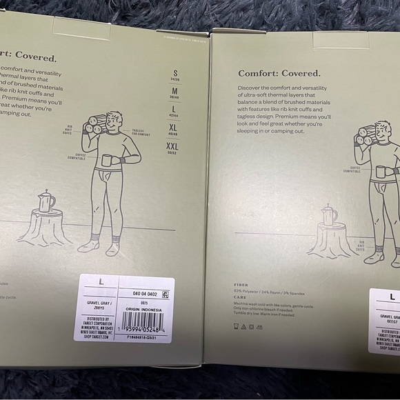 Set of Ultra Soft Thermals Gray Tagless Large - Picture 2 of 2